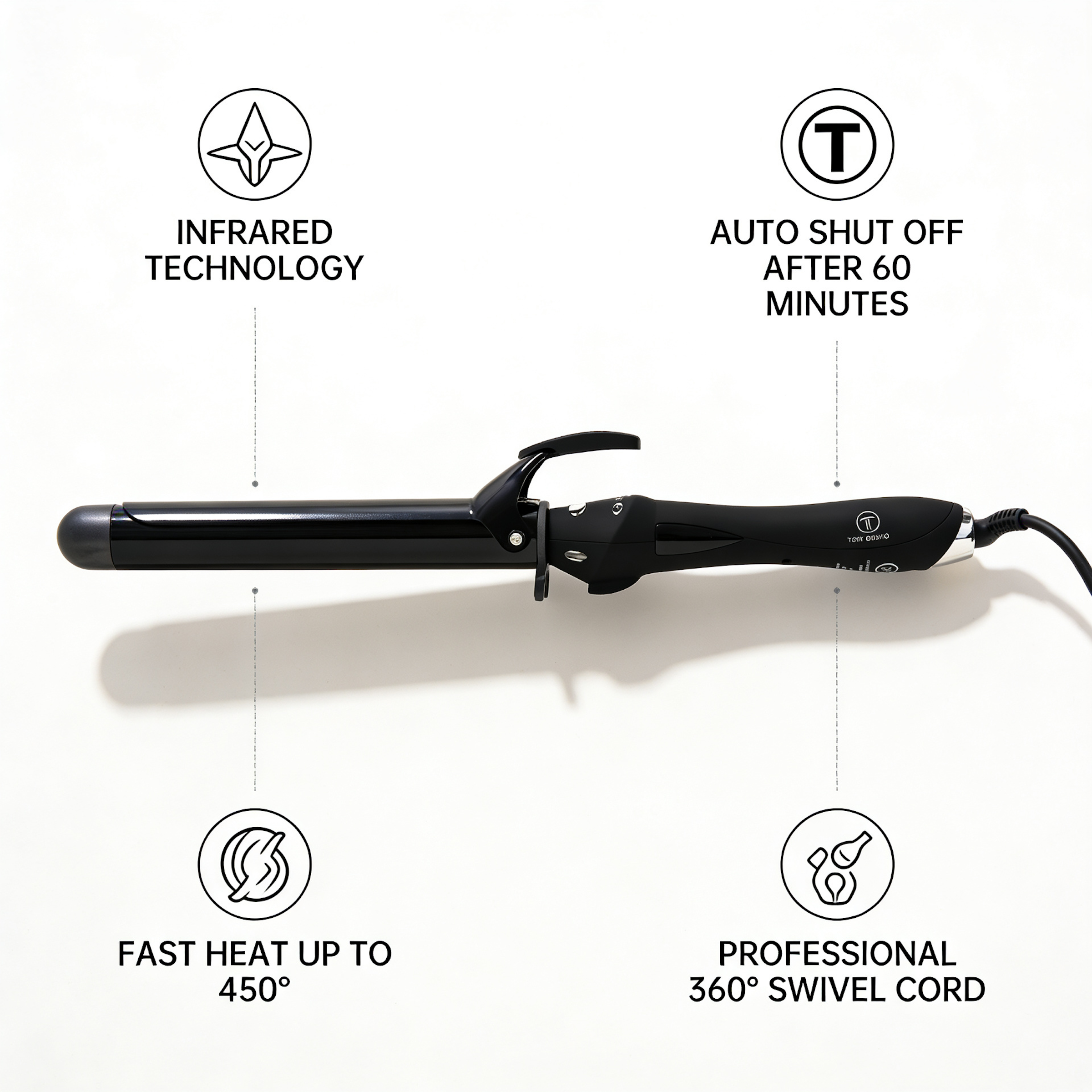 Infrared Curling Iron 1 1/4" - 8 Inch Barrel