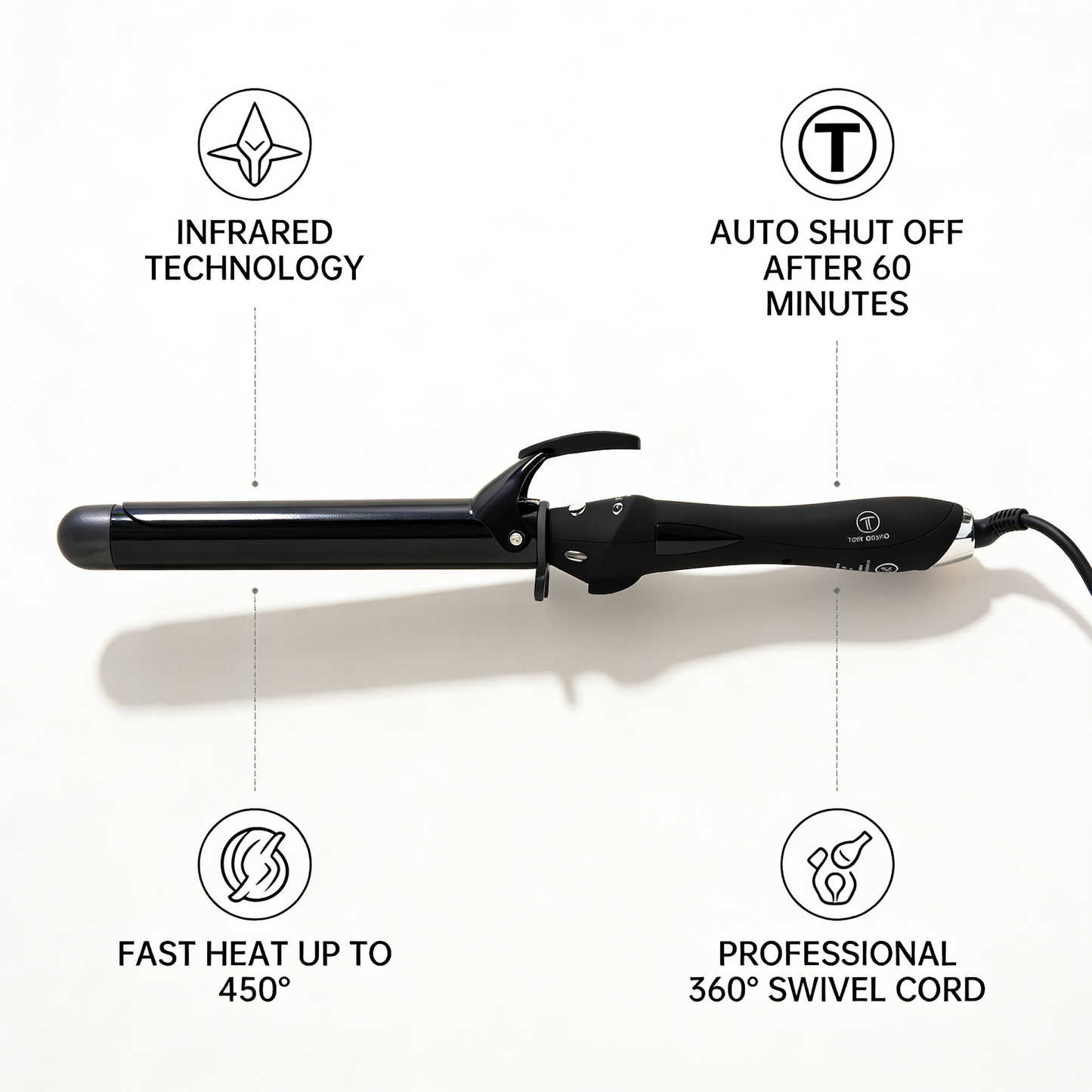 Infrared Curling Iron 1 1/4" - 8 Inch Barrel