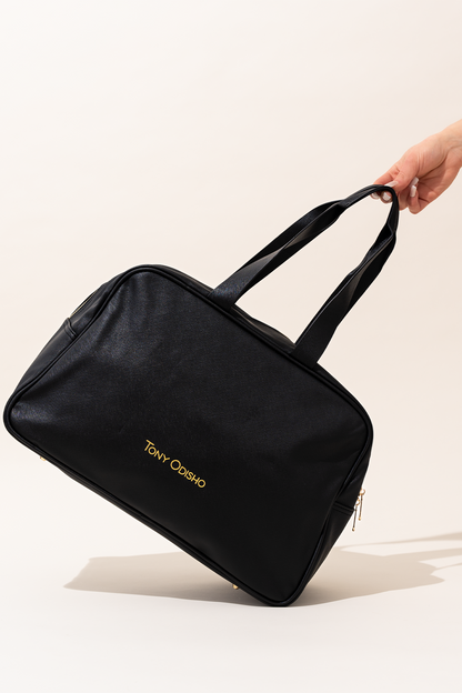 black tote travel bag zippers big Large Black Tote Bag – Tony Odisho Hair Extensions